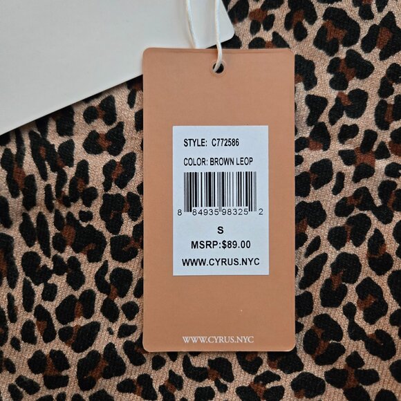 Cyrus Brown Leopard Print Soft Button Front Long Sleeve Cardigan Women Small NWT - Picture 3 of 9